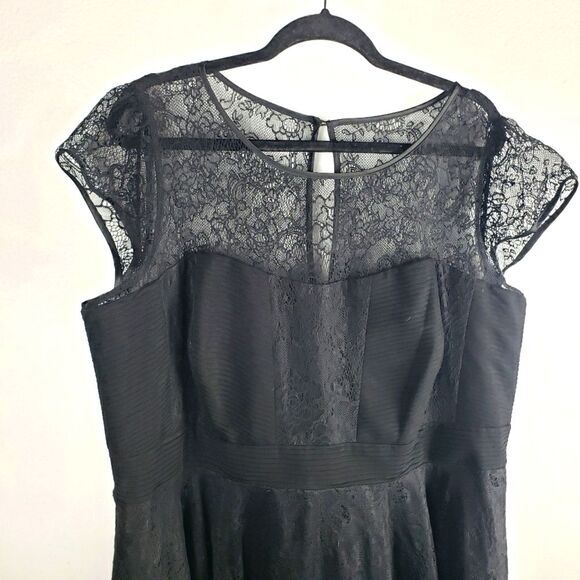 Women's City Chic Black Lace Chiffon Tool Puffy Black Short Dress Size XL/22 - Picture 6 of 11